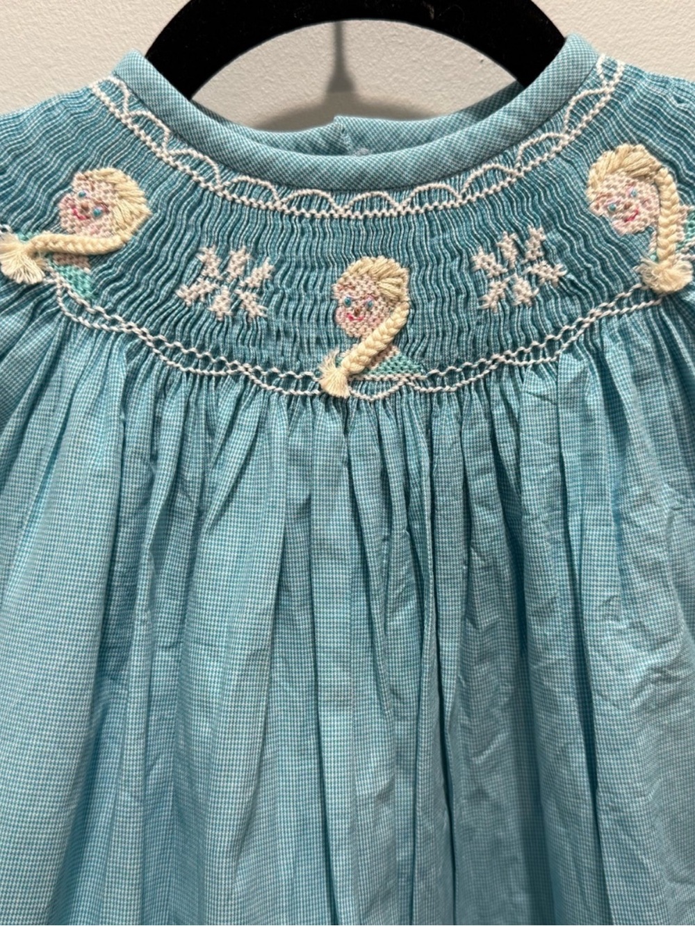 Precious Kids Hand Smocked Elsa Frozen Inspired Blue Bishop Dress 24M